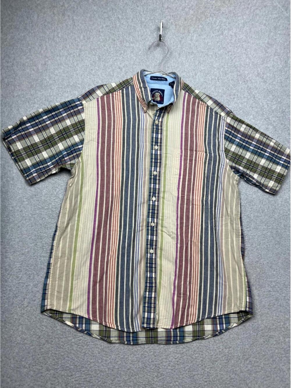 Salty Dog Gant Button Up Shirt Mens L Genuine Indian Madras Multi Stripe Cotton